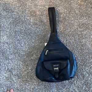 Black leather backpack